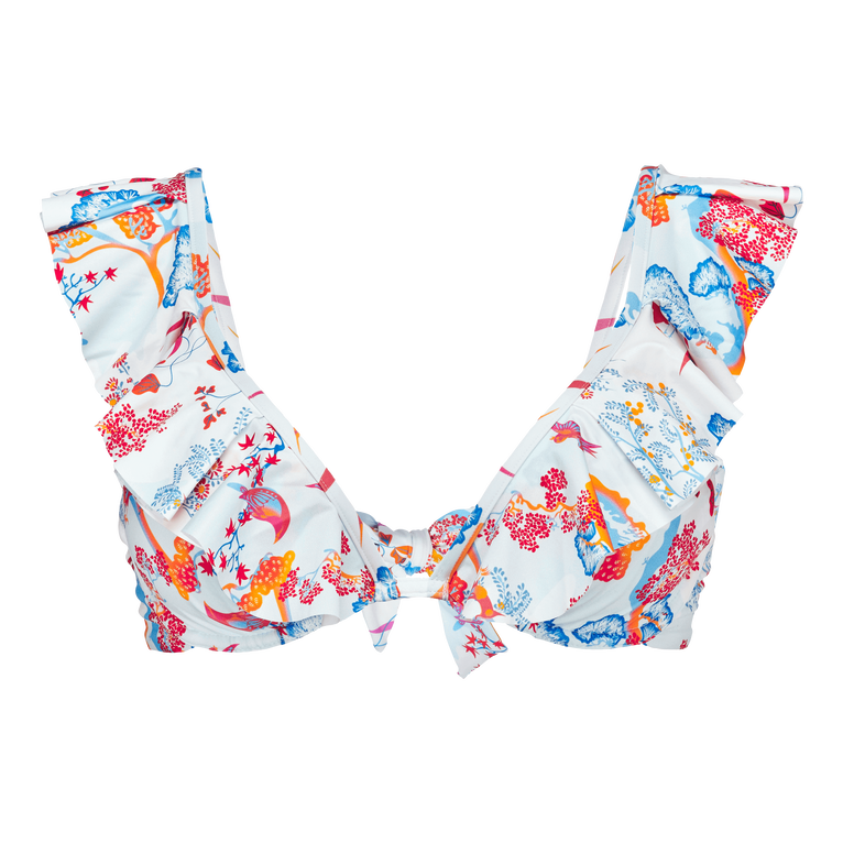 Women Halter Bikini Top Peaceful Trees - Lizzy - White - Size XS - Vilebrequin