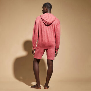 Unisex Linen Sweatshirt Solid China red 背面穿戴视图