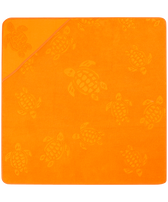 Baby Beach Towel Turtle Jacquard Solid Carrot front view