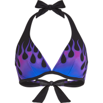 Top de bikini con aros y estampado Hot Rod 360° para mujer - Vilebrequin x Sylvie Fleury Negro vista frontal