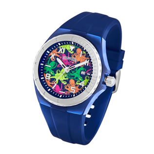 Montre bracelet silicone Poulpes Multicolores Bleu marine vue de dos