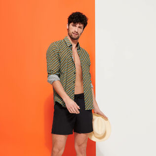 Bañador de color liso para hombre Azul marino detalles vista 1