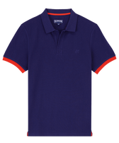 Polo en piqué coton organique homme uni Minuit vue de face