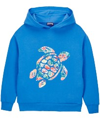 Sweat garçon à capuche Tortue imprimé Fonds Marins Multicolores Faience vue de face