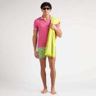 Men Organic Cotton Polo Shirt Solid Petunia details view 1
