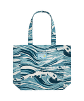Unisex Cotton Beach Bag Wave - Vilebrequin x Maison Kitsuné Azul vista frontal