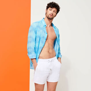 Bañador de color liso para hombre Blanco detalles vista 1
