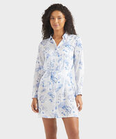 Robe chemise en viscose femme Medusa and Shells Blanc vue portée de face