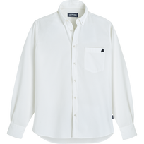 Camicia uomo in velluto tinta unita Off white vista frontale