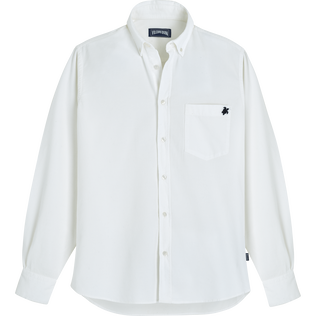 Camicia uomo in velluto tinta unita Off white vista frontale