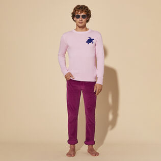 Men 5-Pockets Corduroy Pants 1500 lines Crimson purple details view 2