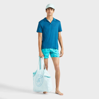 Polo en tencel homme uni Paon vue de détail 1