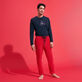 Pantalones de chándal de pana de líneas grandes de color liso para hombre Rojo detalles vista 2