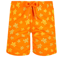 Boys Embroided Swim Trunks Micro Ronde des Tortues Apricot front view