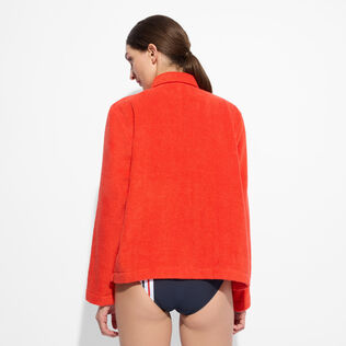 Women Terry Jacket - Vilebrequin x Ines de la Fressange Poppy red back worn view
