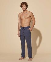 Men Cotton Modal Jogger Pants Navy front worn view