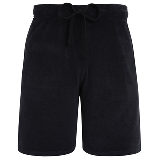 Solid Unisex-Bermudashorts aus Frottee Schwarz Vorderansicht