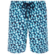 Men Long Swim Trunks Blurred Turtles Navy front view