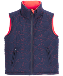 Boys Quilted Reversible Jacket Turtles Tomato front view