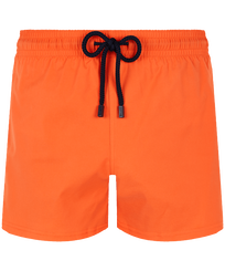 Men Swim Trunks Short and Fitted Stretch Solid Guava front view