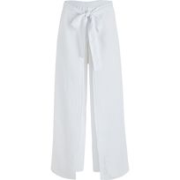 Pantalón de lino blanco para mujer - Vilebrequin x Angelo Tarlazzi Blanco vista frontal