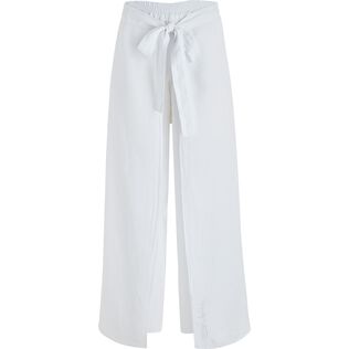 Pantalón de lino blanco para mujer - Vilebrequin x Angelo Tarlazzi Blanco vista frontal