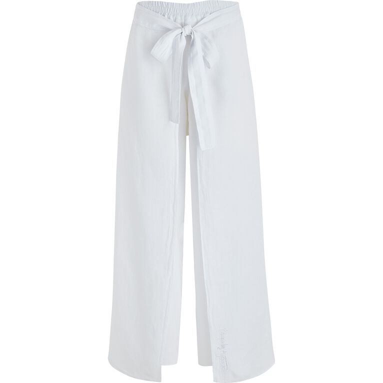 Women White Linen Pants- Vilebrequin X Angelo Tarlazzi - Pant - Lamiss - White - Size XL - Vilebrequin