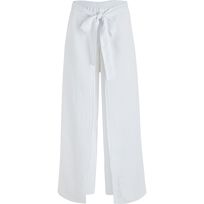 Women White Linen Pants- Vilebrequin x Angelo Tarlazzi White front view