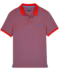 Men Cotton Changing Color Pique Polo Shirt Earthenware 正面图