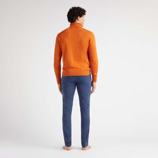 Pull col roulé en coton et cachemire homme uni Caramel vue portée de dos