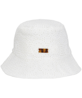 Unisex Cotton Bucket Hat Broderies Anglaises Off white front view