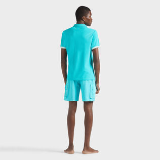 Polo en piqué coton organique homme uni Vert disco vue portée de dos