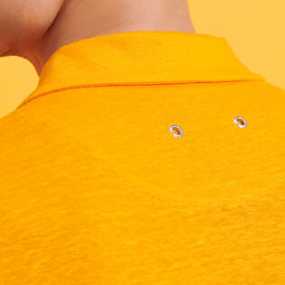 Polo en punto de lino de color liso para hombre Zanahoria detalles vista 1