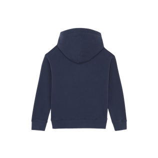 Sweat à capuche en coton organique garçon logo Bleu marine vue de dos