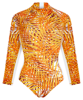 Camiseta de baño con protección UV y estampado Palm Leaves de una sola pieza para mujer Mango vista frontal