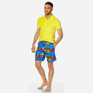 Vilebrequin Men Swim Trunks Long x Hunt Slonem Blue Boardshorts