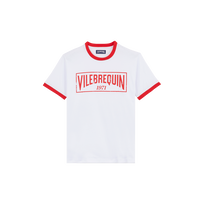 T-shirt uomo in jersey di cotone leggero Bicolor Logo Papavero vista frontale