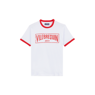 T-shirt uomo in jersey di cotone leggero Bicolor Logo Papavero vista frontale