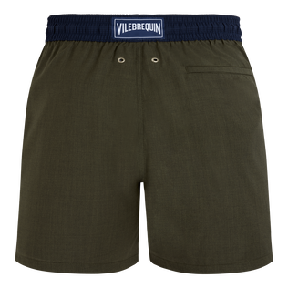 Maillot de bain en laine mérinos Super 120's homme Bicolore Olive chine vue de dos