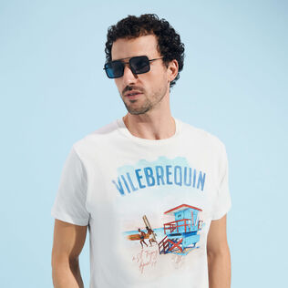 Camiseta de algodón con estampado Malibu Lifeguard para hombre Off white detalles vista 2