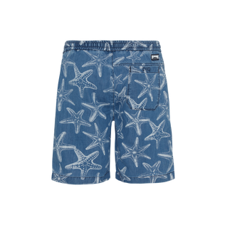Men Denim Bermuda Shorts Starfish Light Denim Printed Bleach denim w4 back view