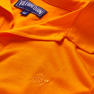 Polo en tencel homme uni Abricot vue de détail 1