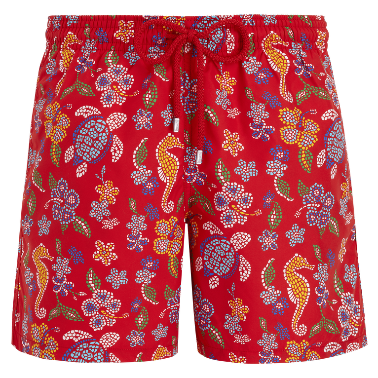 Men Swim Shorts Mosaïque - Swimming Trunk - Moon - Red - Size 4XL - Vilebrequin