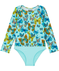 Bañador de una sola pieza con protección solar y estampado Butterflies para niña Laguna vista frontal