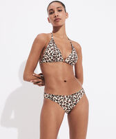 Women Bikini Bottom Midi Brief Turtles Leopard Straw front worn view