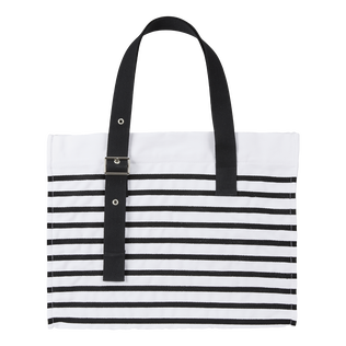 Unisex Beach Bag Rayures Black/white back view
