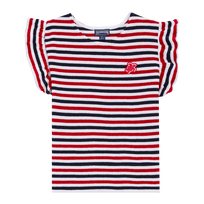 Girls Striped Terry Tank top White navy red front view