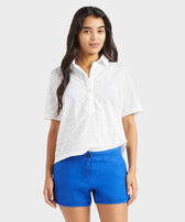 Bermuda donna in lino Marrakech vista frontale indossata
