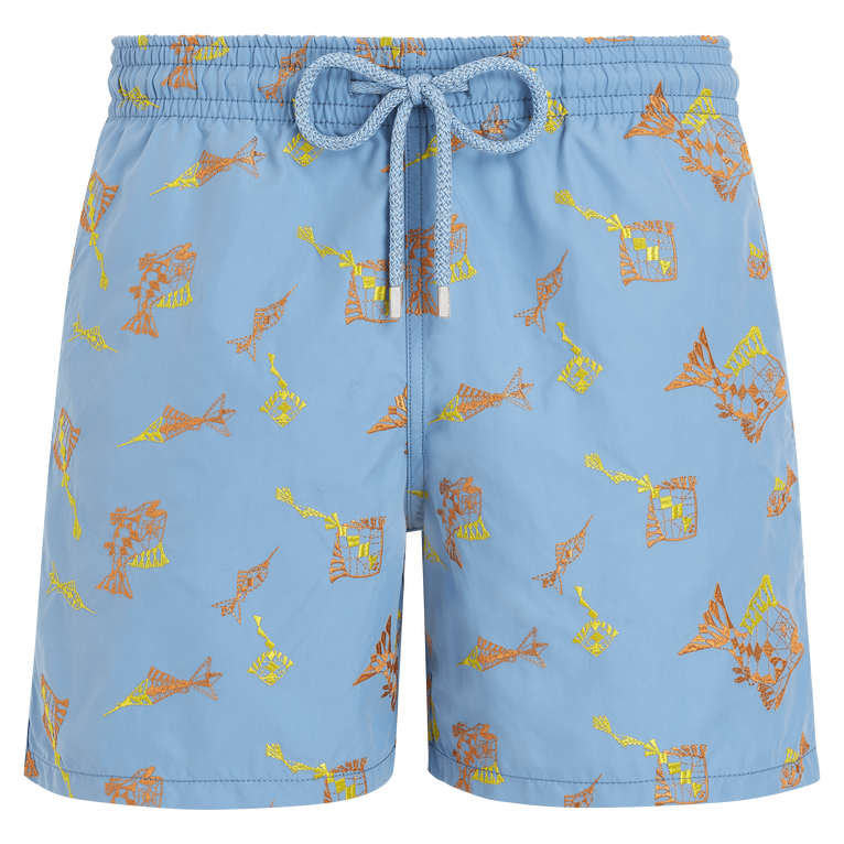 Pantaloncini Mare Uomo Ricamati Vatel - Edizione Limitata - Costume Da Bagno - Mistral - Blu