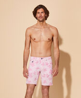Men Bermuda Shorts Resin Print Ronde des Tortues Tea pink front worn view